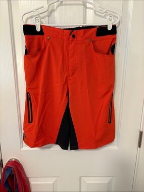 Men's Orange Athletic Zip-Pocket Shorts